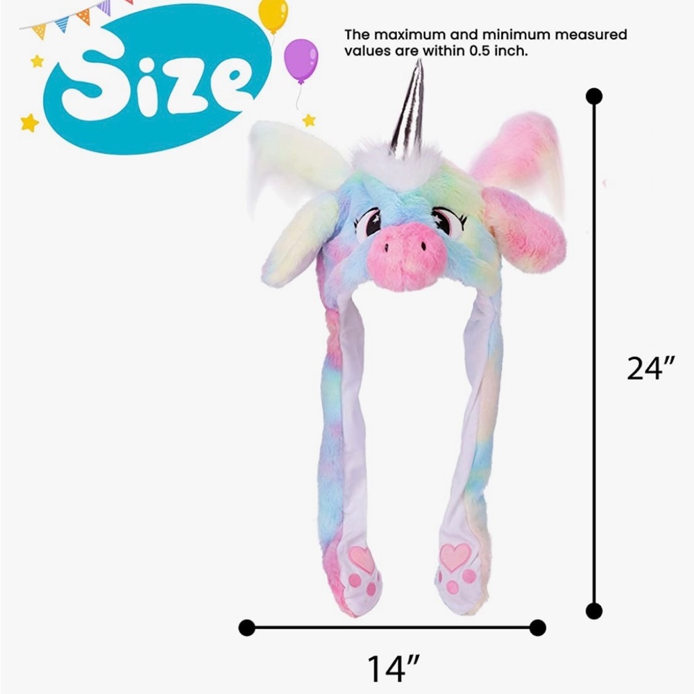Rainbow - UNICORN PLUSH HAT WITH MIVING EARS - Picture 4 of 7